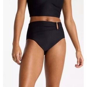 CALIA Womens Asymetrical Rectangle Trim Swim Bottom Beach Wear Black Sz XXL‎ NWT